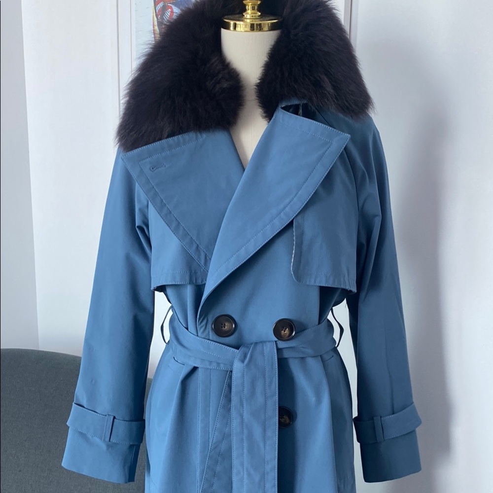 Massimo Dutti Trench Coat with Faux Fur Collar - Picture 3 of 14